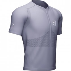 Camiseta Compressport Trail SS Media Cremallera Gris