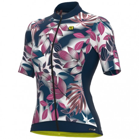 Maillot ciclismo mujer Alé corto PRS Logo Azul Rosa