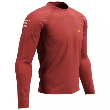 Camiseta Compressport Trainning Tshirt LS Rojo Manzana