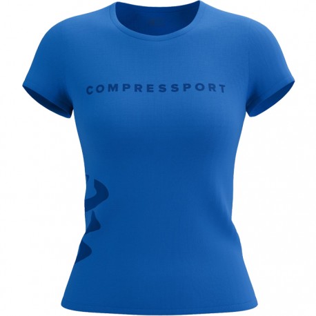 Camiseta Compressport Trainning SS Logo Mujer Azul