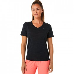 Camiseta Running Asics RACE Top Performance Mujer Negro Gris