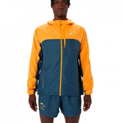 Cortavientos Asics Fujitrail Windbreaker Naranja Azul