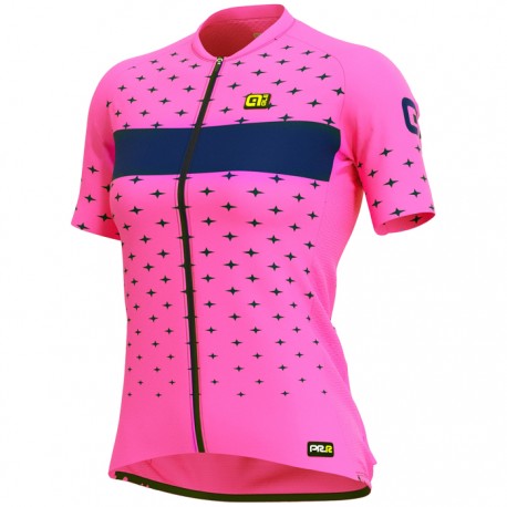 Montaña en frente de Cosquillas Maillot ciclismo Mujer Ale corto PRR Stars Rosa