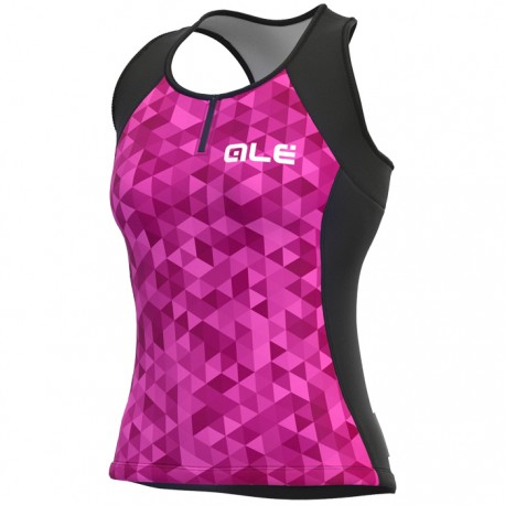 Maillot ciclismo mujer Alé corto Solid Blend Negro Rojo