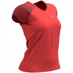 Camiseta Compressport Performance SS Coral Mujer
